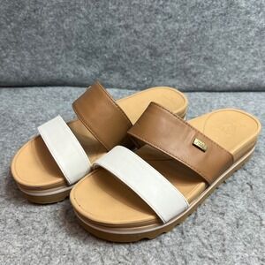 Reef Vista Hi Tan White Platform Sandals Womens Slides Arch Support Size 7